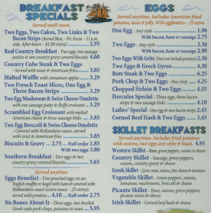 Breakfast & Sandwiches Menu - Twelve Islands Restaurant