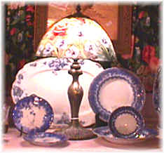 Antique Shoppe - Flow Blue China and Lamp